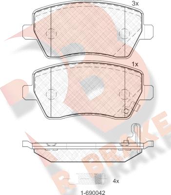 R Brake RB1748 - Bremžu uzliku kompl., Disku bremzes autospares.lv