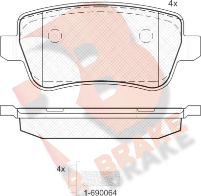 R Brake RB1763 - Тормозные колодки, дисковые, комплект www.autospares.lv