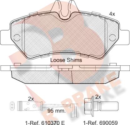 R Brake RB1787 - Bremžu uzliku kompl., Disku bremzes www.autospares.lv