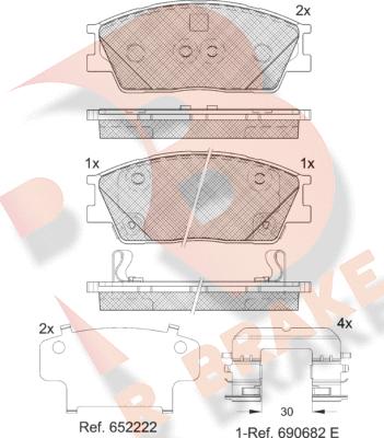 R Brake RB2414 - Bremžu uzliku kompl., Disku bremzes autospares.lv