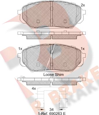 R Brake RB2044 - Bremžu uzliku kompl., Disku bremzes www.autospares.lv