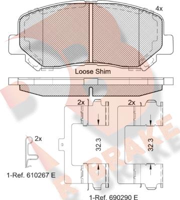 R Brake RB2055 - Brake Pad Set, disc brake www.autospares.lv