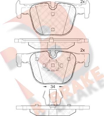 R Brake RB2064 - Bremžu uzliku kompl., Disku bremzes www.autospares.lv