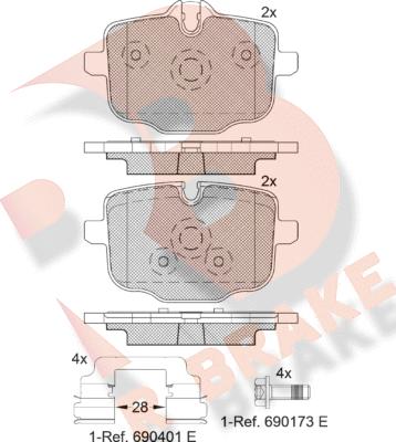 R Brake RB2005-202 - Bremžu uzliku kompl., Disku bremzes autospares.lv