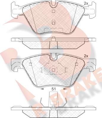 R Brake RB2002 - Bremžu uzliku kompl., Disku bremzes autospares.lv