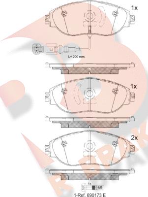 R Brake RB2018 - Bremžu uzliku kompl., Disku bremzes autospares.lv