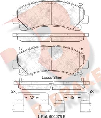 R Brake RB2082 - Bremžu uzliku kompl., Disku bremzes www.autospares.lv