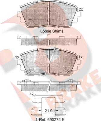 R Brake RB2034 - Тормозные колодки, дисковые, комплект www.autospares.lv