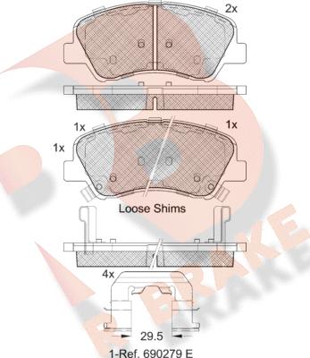 R Brake RB2035 - Тормозные колодки, дисковые, комплект www.autospares.lv