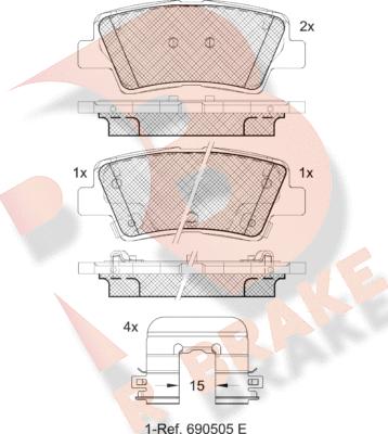 R Brake RB2036-208 - Bremžu uzliku kompl., Disku bremzes www.autospares.lv