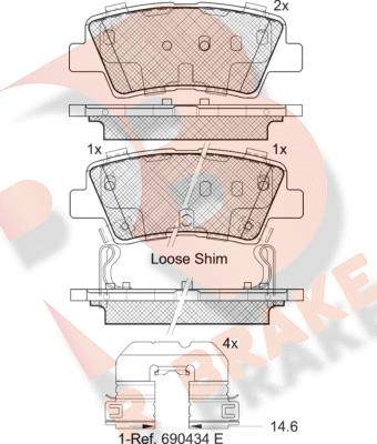 R Brake RB2036-203 - Bremžu uzliku kompl., Disku bremzes autospares.lv