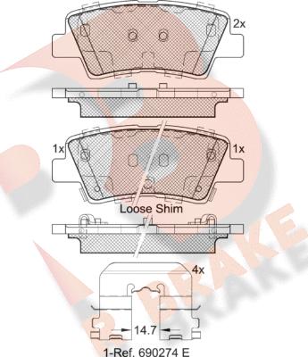 R Brake RB2036 - Bremžu uzliku kompl., Disku bremzes www.autospares.lv