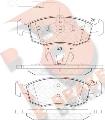 R Brake RB2033 - Bremžu uzliku kompl., Disku bremzes autospares.lv