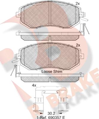 R Brake RB2199 - Bremžu uzliku kompl., Disku bremzes www.autospares.lv