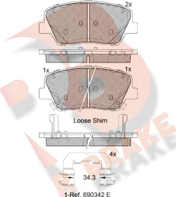 R Brake RB2147 - Bremžu uzliku kompl., Disku bremzes www.autospares.lv