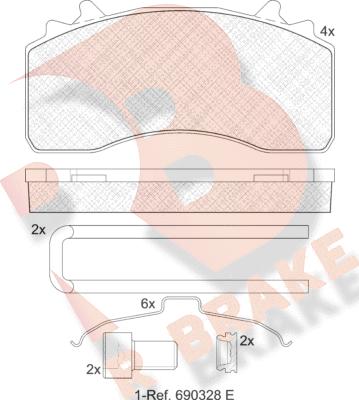 R Brake RB2154-066 - Bremžu uzliku kompl., Disku bremzes www.autospares.lv