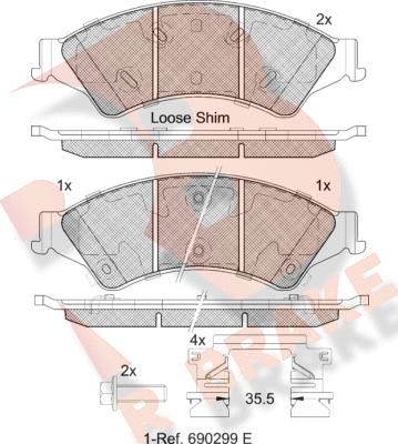 R Brake RB2109 - Bremžu uzliku kompl., Disku bremzes autospares.lv