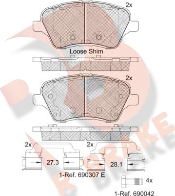 R Brake RB2108 - Bremžu uzliku kompl., Disku bremzes autospares.lv