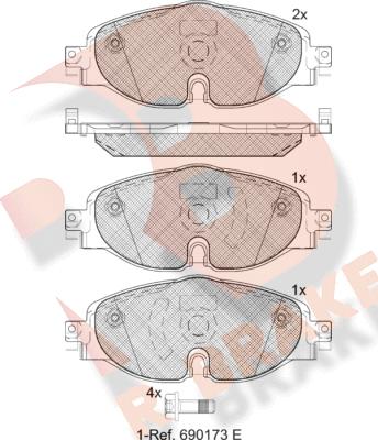 R Brake RB2111-204 - Bremžu uzliku kompl., Disku bremzes www.autospares.lv