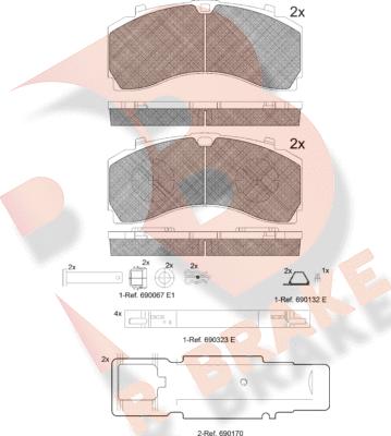 R Brake RB2124-073 - Тормозные колодки, дисковые, комплект www.autospares.lv