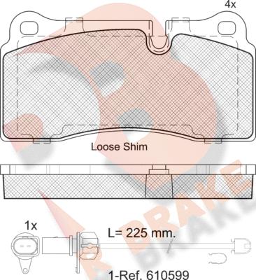 R Brake RB2121-203 - Bremžu uzliku kompl., Disku bremzes www.autospares.lv