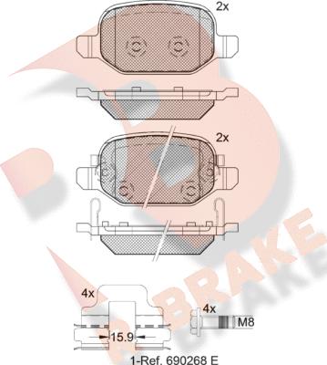 R Brake RB2127 - Bremžu uzliku kompl., Disku bremzes www.autospares.lv