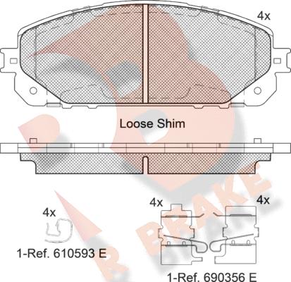 R Brake RB2177 - Bremžu uzliku kompl., Disku bremzes autospares.lv