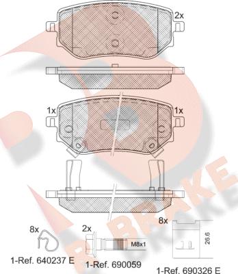 R Brake RB2343 - Bremžu uzliku kompl., Disku bremzes autospares.lv