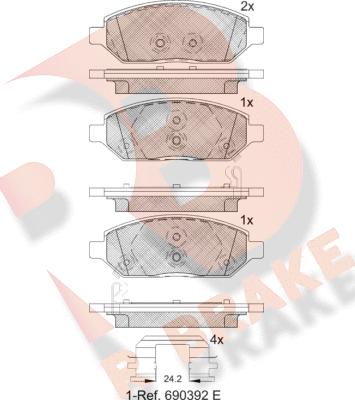 R Brake RB2264 - Тормозные колодки, дисковые, комплект www.autospares.lv