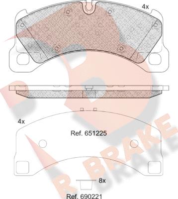 R Brake RB2206 - Bremžu uzliku kompl., Disku bremzes www.autospares.lv