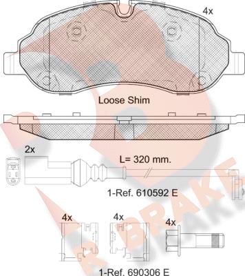 R Brake RB2217 - Bremžu uzliku kompl., Disku bremzes autospares.lv