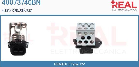 REAL 40073740BN - Papildus rezistors, Elektromotors-Radiatora ventilators www.autospares.lv