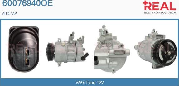 REAL 60076940OE - Compressor, air conditioning www.autospares.lv