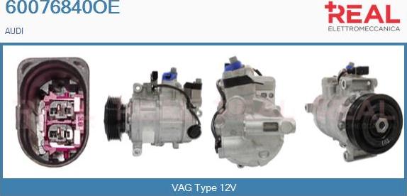 REAL 60076840OE - Compressor, air conditioning www.autospares.lv