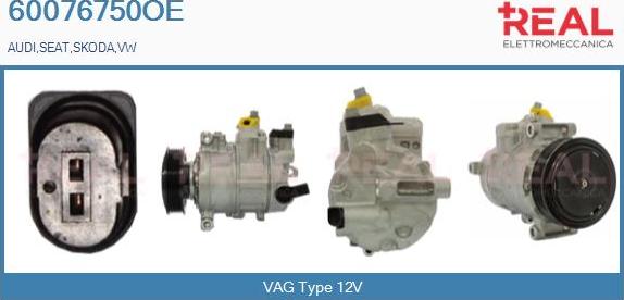 REAL 60076750OE - Compressor, air conditioning www.autospares.lv