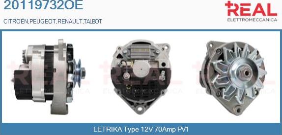 REAL 20119732OE - Alternator www.autospares.lv