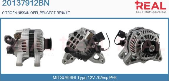 REAL 20137912BN - Alternator www.autospares.lv