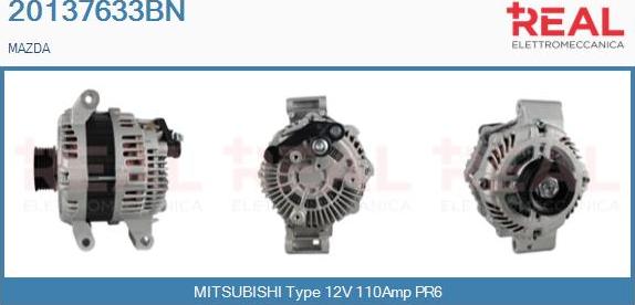 REAL 20137633BN - Alternator www.autospares.lv