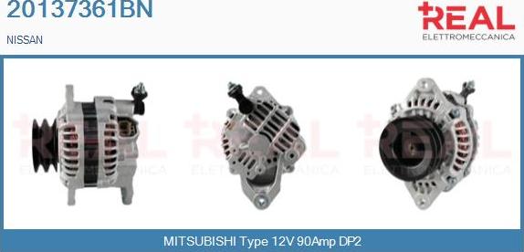 REAL 20137361BN - Alternator www.autospares.lv