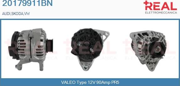 REAL 20179911BN - Alternator www.autospares.lv