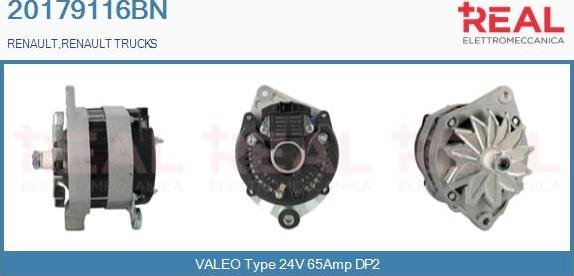 REAL 20179116BN - Alternator www.autospares.lv