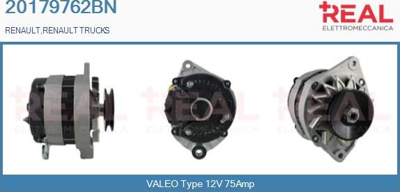 REAL 20179762BN - Alternator www.autospares.lv