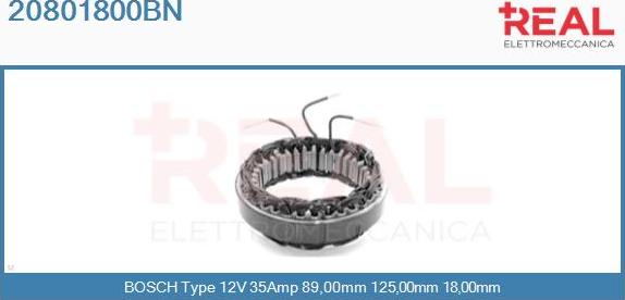 REAL 20801800BN - Stator, alternator www.autospares.lv