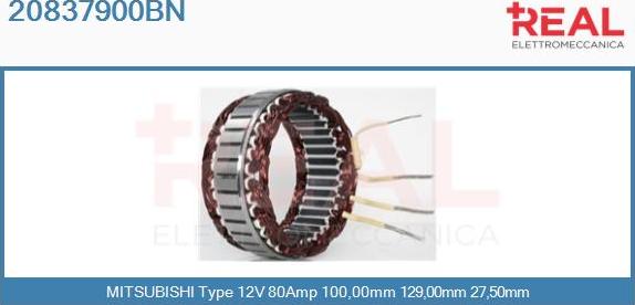 REAL 20837900BN - Stator, alternator www.autospares.lv