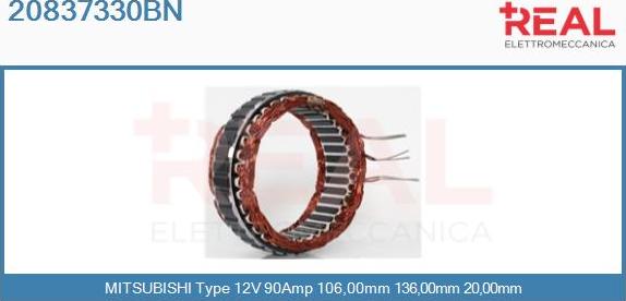 REAL 20837330BN - Stator, alternator www.autospares.lv