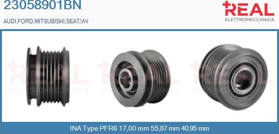 REAL 23058901BN - Pulley, alternator, freewheel clutch www.autospares.lv