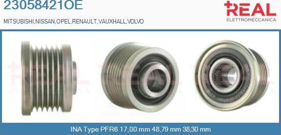 REAL 23058421OE - Шкив генератора, муфта www.autospares.lv