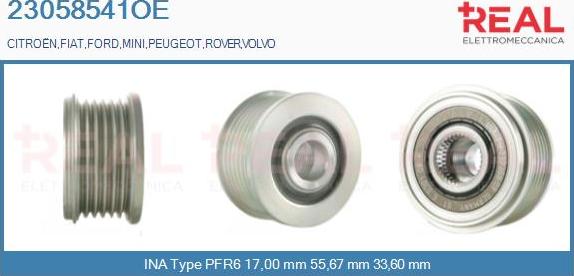 REAL 23058541OE - Pulley, alternator, freewheel clutch www.autospares.lv