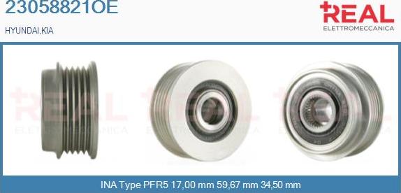 REAL 23058821OE - Pulley, alternator, freewheel clutch www.autospares.lv