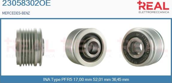 REAL 23058302OE - Pulley, alternator, freewheel clutch www.autospares.lv